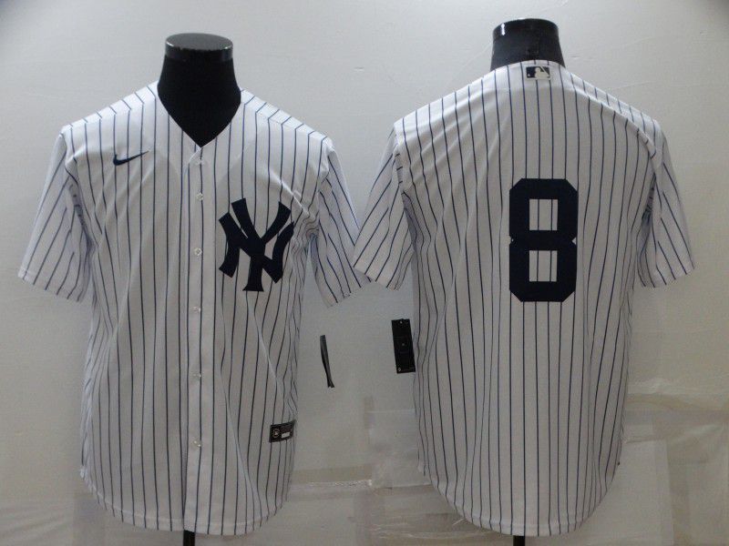 Men New York Yankees 8 No Name White Strip Game 2022 Nike MLB Jersey